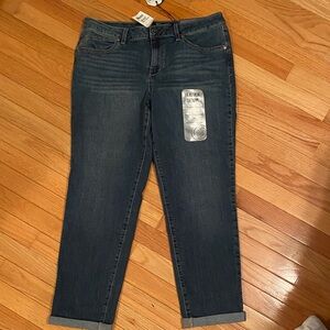 1822 Denim Dark Blue Relaxed  Ankle Jeans NWT